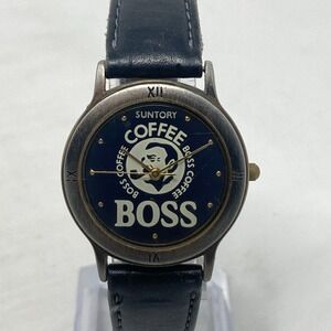Suntory Coffee Boss Watch Women 30mm Silver Brass Tone Logo New Battery 8.25"